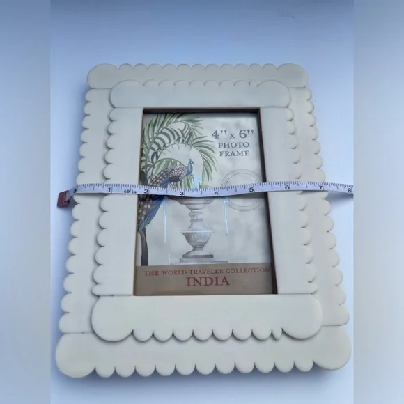 Cream Scalloped Photo Frame The World Traveler Collection INDIA - Picture 5 of 6
